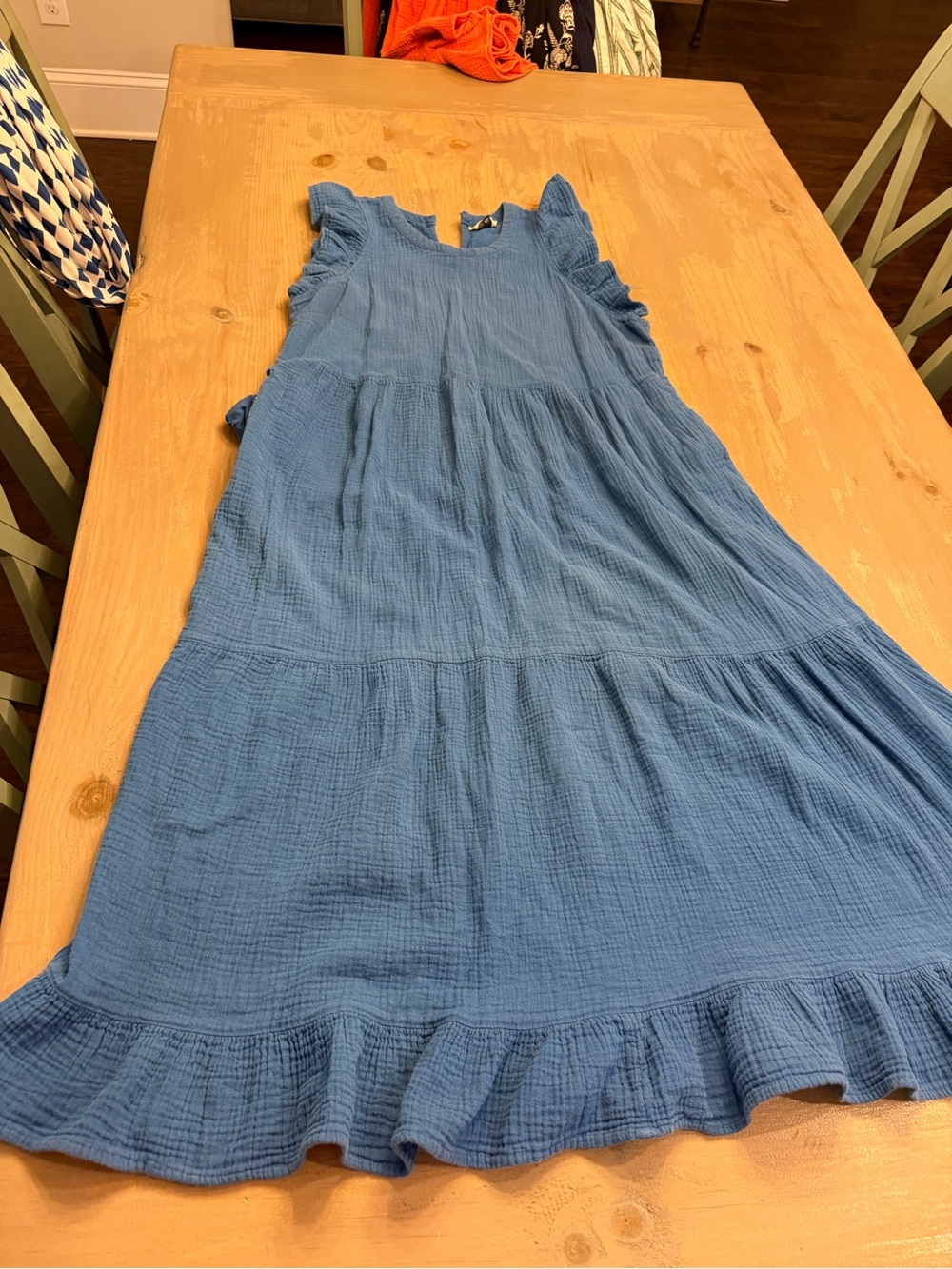 Universal Thread Blue Ruffle-Sleeve Tiered Maxi Dress
